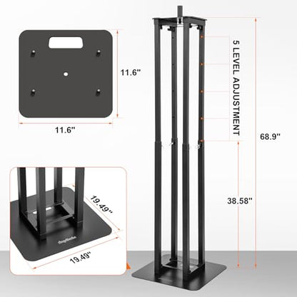 Adjustable Moving Head Light Totem Stands. Totem Light Stand, Adjustable 38.58-68.8 in, Black/White Scrims, Carry Bags, 35mm Speaker Mount, for for DJs & Event Lighting (1, Black) - color: Black