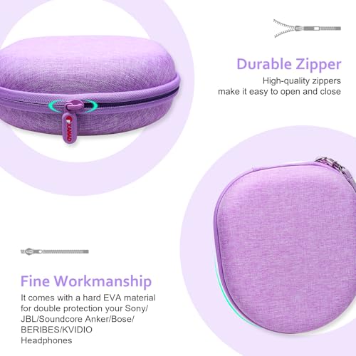 Headphone Headset Case Compatible with TALIX H30/Jlab/JBL Tune 520BT 720BT/BERIBES/KVIDIO/Soundcore by Anker/Sony Wireless On-Ear Headphones, Purple - color: Purple