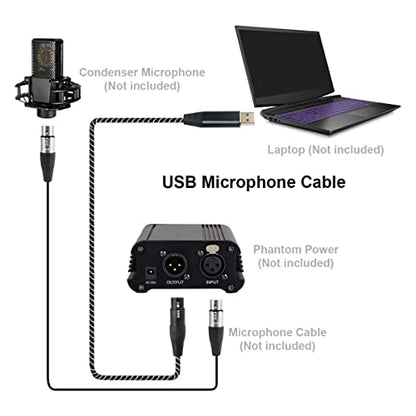XLR Female to USB-A Recording Cable, USB Microphone Cable - 3M/10FT - size: 10FT