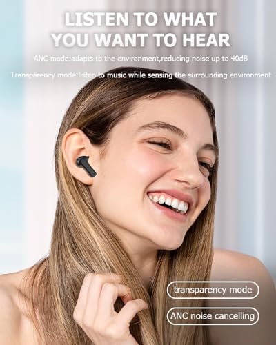 Wireless Touchscreen TWS True Wireless Bluetooth ANC Active Noise Cancelling Earbuds with Smart Touch Screen Case - Blue Tooth Earphones for iPhone Android In Ear Headphones - color: Beige, style: Normal