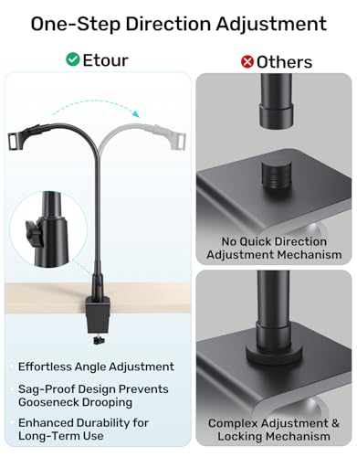 19-in Gooseneck Mic Stand with Desk Clamp, 3/8 & 1/4 Adapters, 360° Swivel | Upgraded Clamp, Heavy Duty & Flexible Arm for Podium, Pulpit, Lecture, Podcast, Sturdy Clamp, Universal Fit for Most Mics - size: Upgraded Clamp