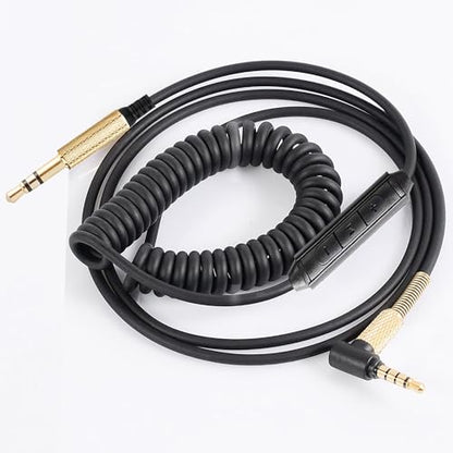 FAAEAL Solo4 Coiled Audio Cable Replacement for Marshall Major3 Major4 Beats Studio3 Solo3 Headsets 3.5mm to 3.5mm in-line Mic Volume Control Headphone Cord 4.2ft-8ft - size: 4.2ft-8ft(new style mic)