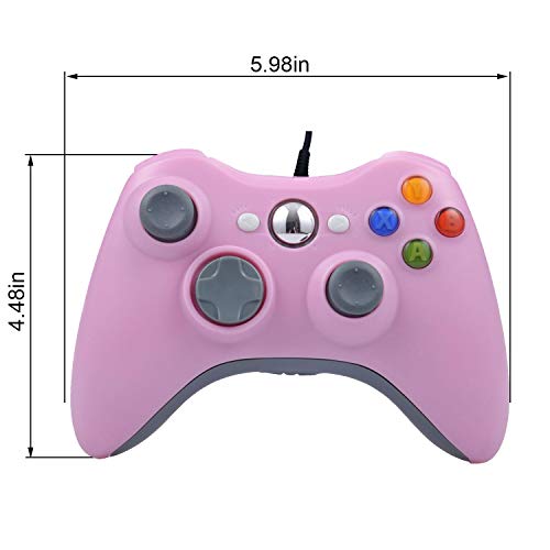 ONE250 USB Wired Game Pad Controller, Compatible with Xbox 360, Xbox 360 Slim, Windows PC - Replacement USB Wired Gamepad (Pink) - color: Pink