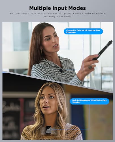BOYA 48-Channel UHF Wireless Lavalier Microphone,LCD Screen Wireless Microphone with Howling Suppression for Online Class Recording Vlog Interview/Camera/iPhone/Speaker/Amplifier (BY-EM5 K1)