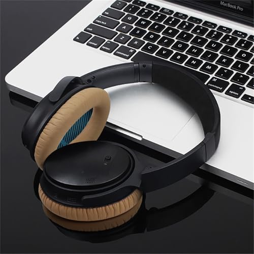 Replacement Ear Pads for Bose QuietComfort 35 35 II 15 25(qc 35 25 15/QC35 ii), Headphone Ear Covers, High Density Memory Cotton, Soft Leather, Adaptive Noise Isolation Headphones Pads Cushions - color: khaki, style: QC25