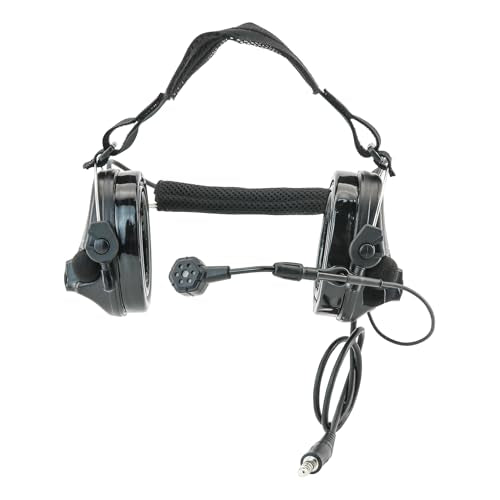 HEARFALCOM Tactical Headset C5 PRO Headphones with Mic Noise Cancelling for kenwoo Two-Way Radio for Airsoft CS Gaming - color: Black