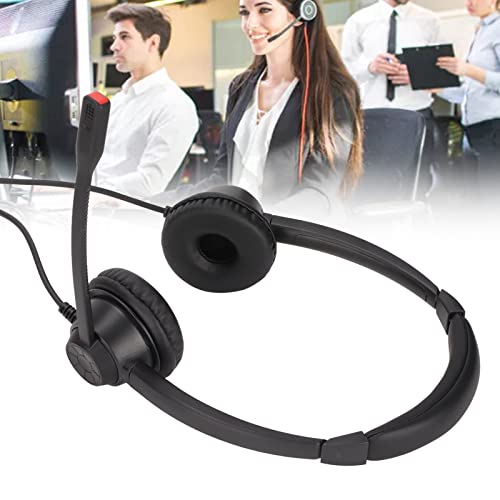 H390D RJ9 MVA Telephone Headset, Dual Ear Wired Office Headset with Noise Canceling Microphone, RJ9 Plug Business Headset for Call Center, Customer Service, Telemarketing, Home Off