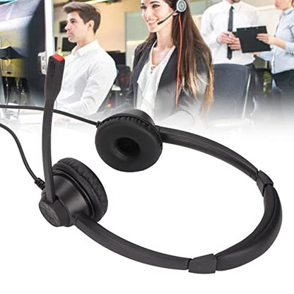 H390D RJ9 MVA Telephone Headset, Dual Ear Wired Office Headset with Noise Canceling Microphone, RJ9 Plug Business Headset for Call Center, Customer Service, Telemarketing, Home Off