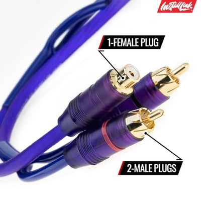 Install Link RCA Y Adapter Cable, 1-Female to 2-Male Splitter, 2-Pack (OFC) | Pure OFC Copper, 1ft, Feeds One Stereo Signal to Two Components, for Subwoofer, Home Theater, Car Audio Amplifier, Studio - color: Frosted Purple, size: 1-Female to 2-Male