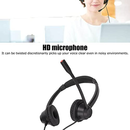 Sanpyl Telephone Headset with Microphone Noise Canceling, Wired Binaural Headsets with 2.5mm Plug and Volume Control, Corded Headphones with Mic for Call Center, Business