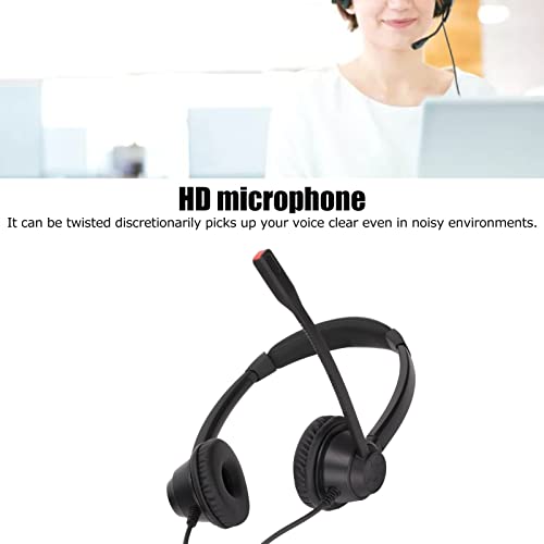 AstraLoom 2.5mm Business Headset Binaural Corded Headphones with HD Microphone for Call Center Telemarketing Home Office Black ABS H390D2.5VA