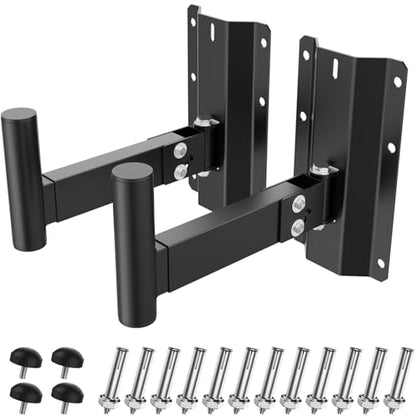 ForoGore Heavy Duty PA Speaker Mount Bracket Support up to 110lbs Adjustable Speaker Mount Extension Arm Swivel & Tilt, 2 Pack Black