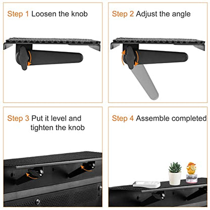 No Drill TV Top Shelf 16.7 inch Wide Monitor Top Mounting Bracket Platform Holds Speaker, AV Receiver, Media Box, Game Console and More, CS106XM - size: 16.7 inch