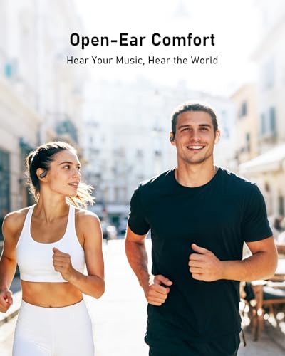 Open Ear Headphones Bluetooth 5.4, 62H Playtime, Air Conduction Wireless Earbuds with Ergonomic Earhooks, ENC Mic,IPX5,Physical Buttons, Comfort-Fit for Running, Cycling, Workouts