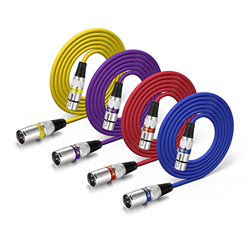 EBXYA XLR Cable 6ft 4 Pack - 3 Pin Balanced Male to Female Mic Cable - color: 4 Colors, size: 6ft