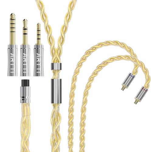 ARTTI A3 Pure Earphone Cable 2.5/3.5/4.4mm 3in1 Plug 4 Cores 288 Strands Silver-Plated 7N OCC Copper 2pin/MMCX/QDC Detachable Earbuds Cable, IEM Replacement Upgrade Cable (MMCX Straight) - size: MMCX STRAIGHT