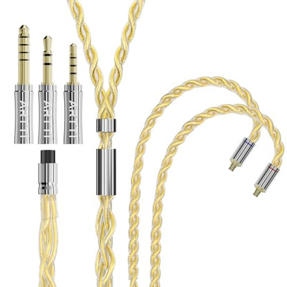 ARTTI A3 Pure Earphone Cable 2.5/3.5/4.4mm 3in1 Plug 4 Cores 288 Strands Silver-Plated 7N OCC Copper 2pin/MMCX/QDC Detachable Earbuds Cable, IEM Replacement Upgrade Cable (MMCX Straight) - size: MMCX STRAIGHT