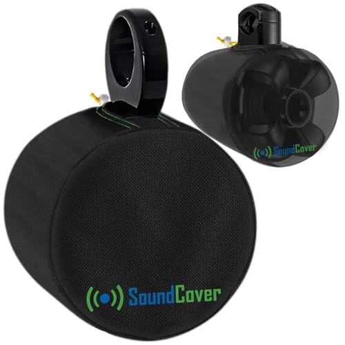 Black 600D Marine Wake Tower Speaker Covers – Large (H 14" × W 14" × D 12.8") – Weather-Resistant Covers for Marine & ATV Speakers - color: Black, size: LARGE