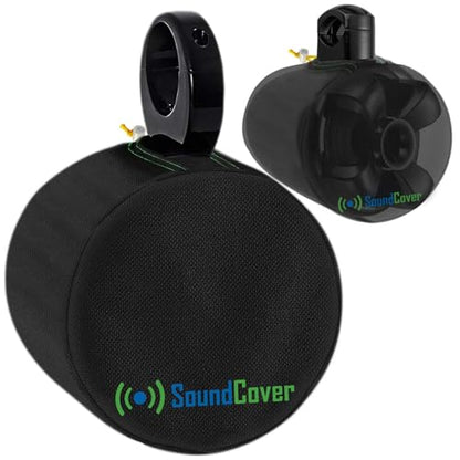 Black 600D Marine Wake Tower Speaker Covers – Large (H 14" × W 14" × D 12.8") – Weather-Resistant Covers for Marine & ATV Speakers - color: Black, size: LARGE