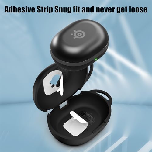 for Steelseries Arctis Gamebuds Silicone Case, Unisex Soft Protective Gamebuds Case, Only Compatible with Steelseries Gamebuds with Carabiner, Black - color: Black