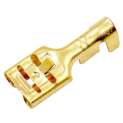 BAOMAIN 100-Pack 6.3mm 1/4" Female Spade Connector Non-Insulated Terminals | Copper 1/4" Non-Insulated Female Connectors with Locking Tab for 18-16 AWG Wire,Ideal for Automotive & DIY Projects