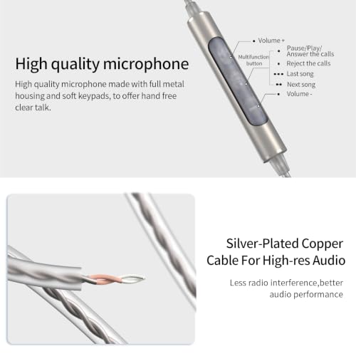 SoundMAGIC E80D Digital USB C Headphones - Type C Wired Earbuds with Microphone HiFi Stereo Earphones Powerful Bass Noise Isolating Compatible with Android Device, Gunmetal | Crystal call clarity, High-res decoder chip, Deep bass, Effective noise isolatio