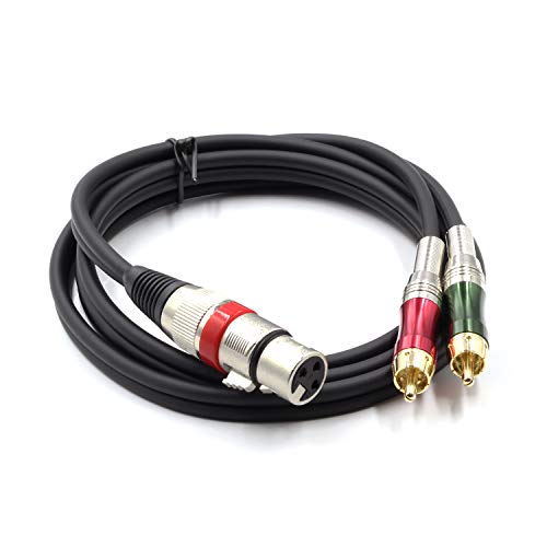 XLR Female to 2 x Phono RCA Plug Adapter Y Splitter Patch Cable, XLR Female 3 Pin to Dual RCA Male Plug Stereo Audio Cable Connector(1.5 M/5FT) - color: 1.5m(1 XLRF-2 RCAM)