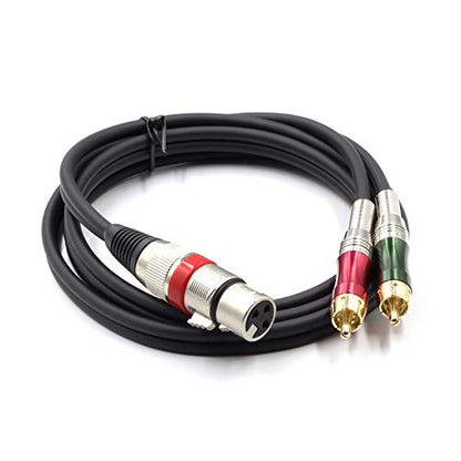 XLR Female to 2 x Phono RCA Plug Adapter Y Splitter Patch Cable, XLR Female 3 Pin to Dual RCA Male Plug Stereo Audio Cable Connector(1.5 M/5FT) - color: 1.5m(1 XLRF-2 RCAM)