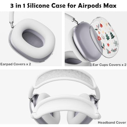 for AirPods Max 2/1 Headphones Christmas Tree Ear Covers | Cute Clear Ear Cups Cover | White Silicone Ear Pad Case Headband Cover for Apple AirPods Max 2/1 (2026/2024/2020) - color: Christmas Tree J/White