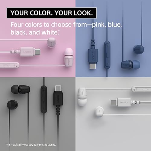 Sony IER-EX15C USB-C Plug, Wired in-Ear Headphones with Mic, Pink | For iPhone and Android Phones, Built-in Multi-Function Button, Volume and Mic Control, Supports USB Audio Class 1.0 Devices - color: Pink, style: USB-C, Mic