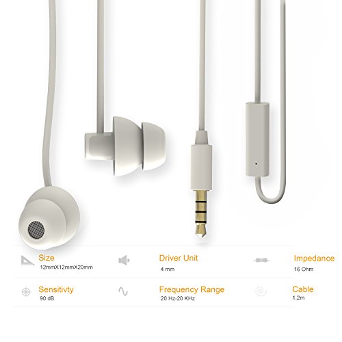 MAXROCK Unique Total Soft Silicon Sleeping Headphones Earplugs Earbuds with Mic for Cellphones, Tablets and 3.5 mm Jack Plug (White) - color: White
