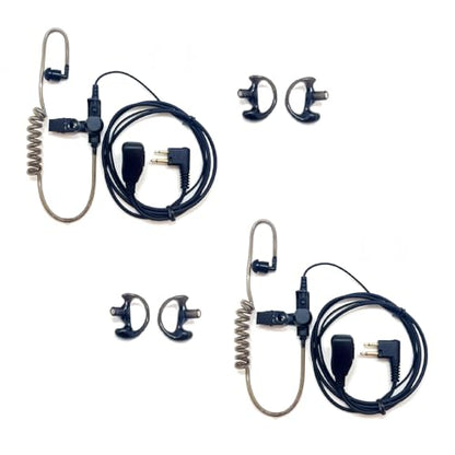 Covert Air Acoustic Tube Earpiece with Mic for Motorola 2 Way Radio, Surveillance Headset and PTT Compatible with Motorola Walkie Talkies BPR40/CP/CLS/DTR/PR/RDU/RMU Series (2 Packs-Black) - style: Motorola - 2 Packs(Black) - 2 Pin