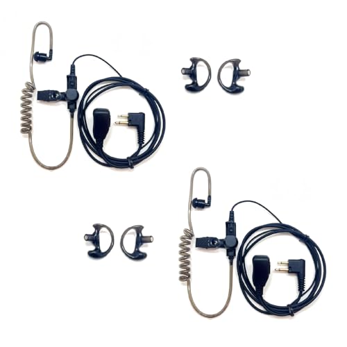 Covert Air Acoustic Tube Earpiece with Mic for Motorola 2 Way Radio, Surveillance Headset and PTT Compatible with Motorola Walkie Talkies BPR40/CP/CLS/DTR/PR/RDU/RMU Series (2 Packs-Black) - style: Motorola - 2 Packs(Black) - 2 Pin