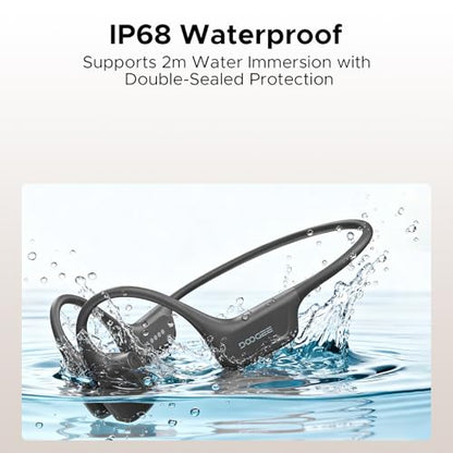Bone Air Swim Bone Conduction Headphones Open Ear Wireless Waterproof Headphones 64GB IP68 Dual Conduction Headphones 8H Playtime Open Ear Sports Headphones for Cycling Swiming - DGray - color: DGray