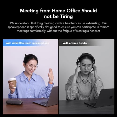NUROUM A05B(2nd Gen) Bluetooth Conference Speaker and Microphone, Portable Wireless Speakerphone with Noise Canceling Mic, 16ft Voice Picked Up Computer Speakers for Desktop PC/Laptop/Business Trips