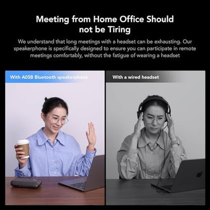 NUROUM A05B(2nd Gen) Bluetooth Conference Speaker and Microphone, Portable Wireless Speakerphone with Noise Canceling Mic, 16ft Voice Picked Up Computer Speakers for Desktop PC/Laptop/Business Trips