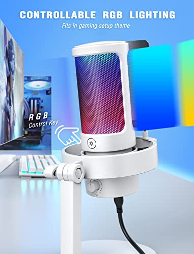 FIFINE A8 White USB Gaming Condenser Microphone with Tap Mute for Streaming - size: A8W-Desktop