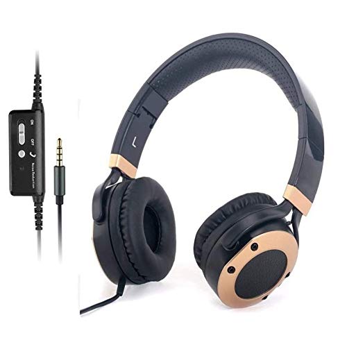 MONODEAL Active Noise Cancelling Headphones with Microphone | with Airplane Adapter, Folding and Lightweight Travel Headsets, Hi-Fi Deep Bass Wired Headphones with Carrying Case