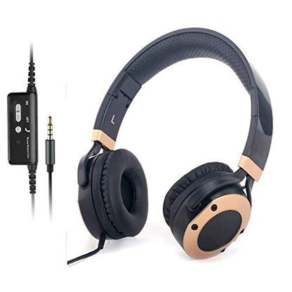 MONODEAL Active Noise Cancelling Headphones with Microphone | with Airplane Adapter, Folding and Lightweight Travel Headsets, Hi-Fi Deep Bass Wired Headphones with Carrying Case