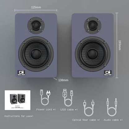 H2 Bookshelf Speakers, 60W Stereo, Record Player/Computers Speakers, DSP, Carbon-Fiber Woofer, Silk Tweeter, Optical/USB-C/AUX, Bluetooth 5.3, Slate Blue - color: slate blue