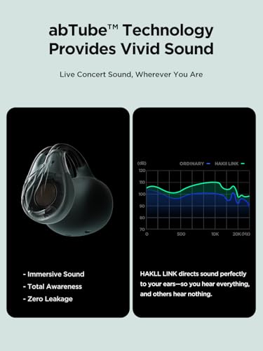 HAKII Open Ear Wireless Earbuds, Bluetooth 5.4 Ergonomic Clip on Bluetooth Earbuds with Stereo Sound/ENC, Touch Control Open Ear Headphones, IPX5 Waterproof Running Headphones for Sports, Fitness