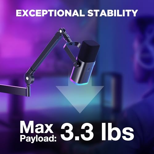 InnoGear Boom Arm Microphone Mic Stand for Blue Yeti HyperX QuadCast SoloCast Snowball Fifine Shure SM7B and other Mic, Medium + InnoGear Low Profile Mic Arm, 360° Rotatable Microphone Boom Arm Mic St