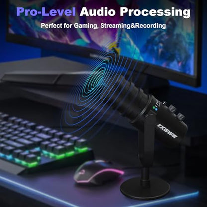 Professional Dynamic USB Microphone for Streaming Podcast Recording Gaming, with Broadcast Sound, Noise Reduction, USB-C/XLR Dual Output, Cardioid Pattern, Plug & Play for PC/Computer/Laptop