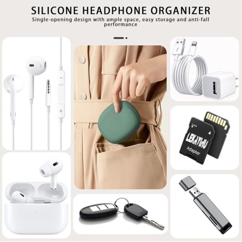 3Pcs Silicone Headphone Organizer,Earbud Case,3Pcs Data Cable Storage Case,Silicone Pouch for Earbud,Mini Key Box-Portable Wired Headphone Organizer (3)