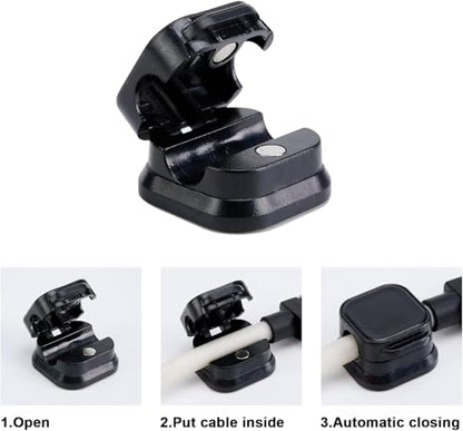 6PCS Reusable Magnetic Cord Clips - No Residue Adhesive Cable Management Organizer, Desk Wall Car Mount Wire Holder for Phone Charging Cables USB Cords Headphones