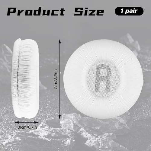 1 Pair Ear Pads Replacement, Earpads Cushions for JBL Tune600 T500BT T450 T450BT JR300BT T510BT T520BT JR310BT Headphones (Not Suitable for Tune 600btnc) with Memory Foam, Soft Protein Leather - color: Headphone Pad - White