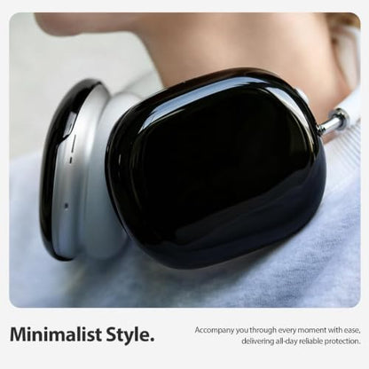 MOLOPPO Case Cover for AirPods Max Headphones, Shell Skin Anti-Scratch PC Hard Case, Transparent Accessories Ultra Protective Cover for AirPods Max 2/1 (2026/2024/2020)(USB-C/Lightning), Black - color: A-Glossy Black