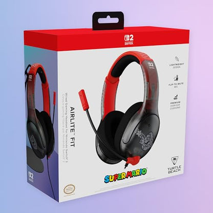 Turtle Beach Airlite Fit Wired Gaming Headset Mario Star, Nintendo Switch 2 | Also works with Nintendo Switch OLED, Flip-to-Mute Mic, Comfortable Ear Cushions, 40mm Speakers, Lightweight, Mario Star - color: Mario Star