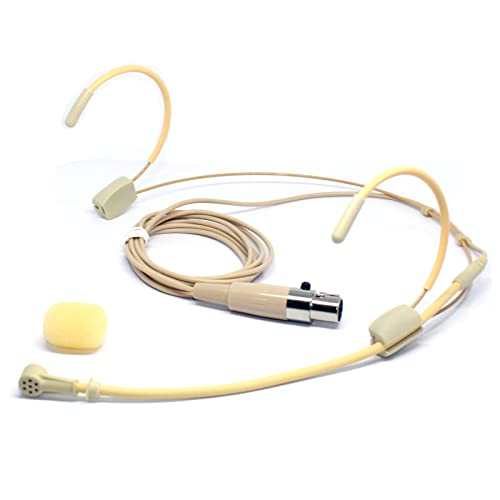 6028 Headset Microphone Headworn Condenser Mic for Shure Wireless System Bodypack Transmitter,Beige - Uni-Directional