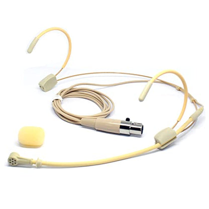 6028 Headset Microphone Headworn Condenser Mic for Shure Wireless System Bodypack Transmitter,Beige - Uni-Directional